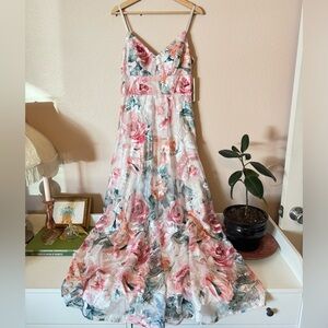 Eliza J Floral Embroidered Pink Floral Maxi Dress